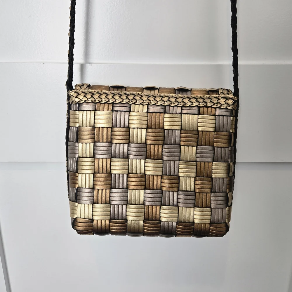 Like New CEM Gem Tone Woven Crossbody Bag - Gold, Silver, Copper